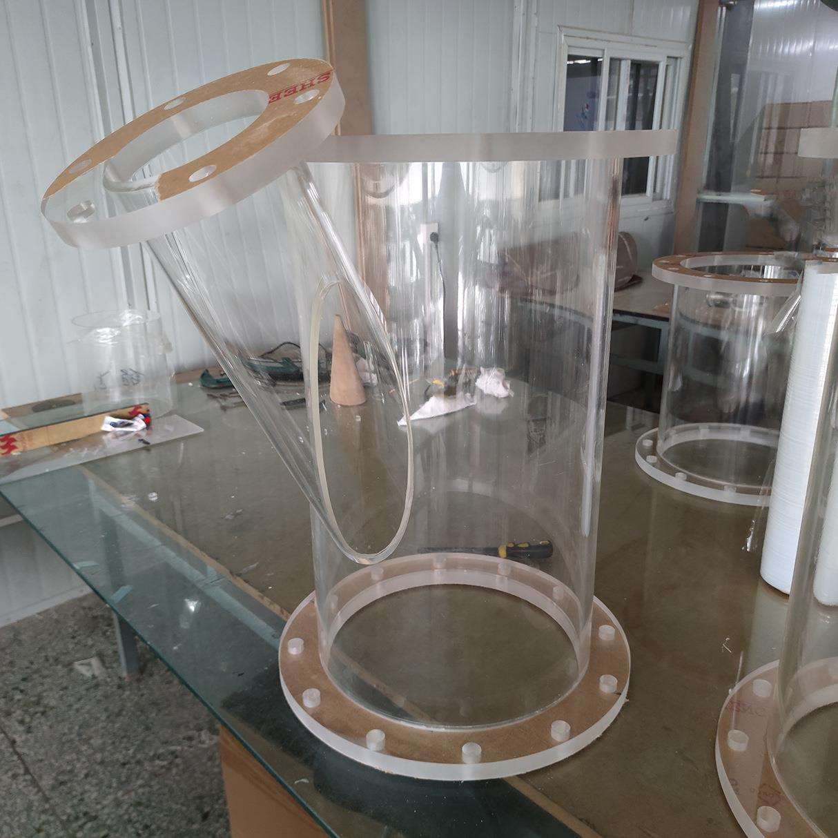 透明亚克力实验仪器大型有机玻璃实验装置三通法兰管道