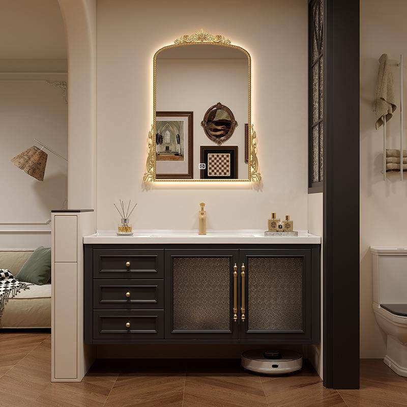 法式复古中古风浴室柜组合烤漆陶瓷一体盆卫生间洗漱台洗手脸盆柜