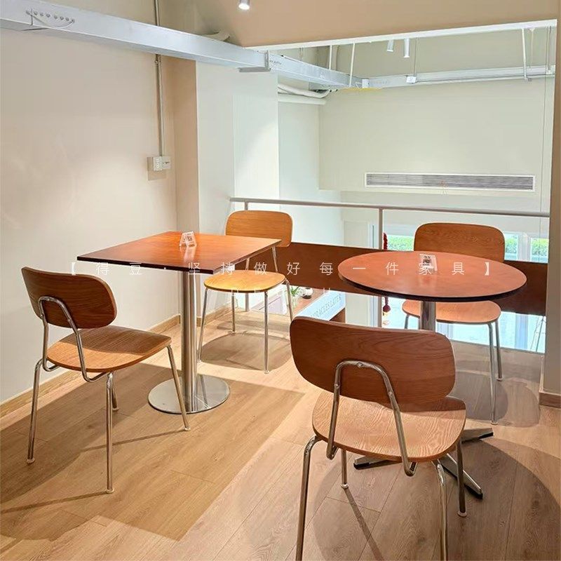 韩式复古咖啡厅海洋板桌椅组合甜品奶茶店桌子轻食西餐厅商用餐椅