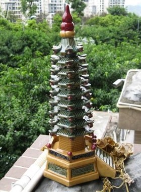 假山盆景摆件陶瓷文昌塔宝塔水族鱼缸流水配件办公室书房居家装饰