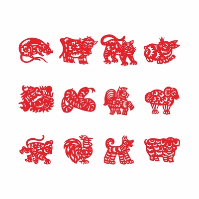 十二生肖剪纸成品图样儿童手工镂空窗花红刻纸刻画中国风出国礼品