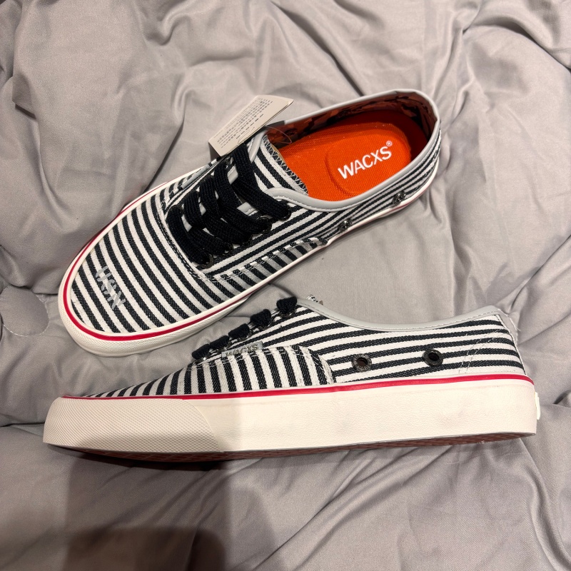 黑白条纹海军风时尚休闲帆布鞋