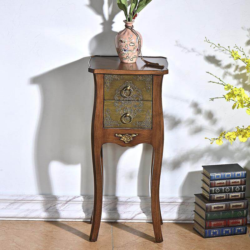 美式边几客厅实木小角几欧式沙发边几床头柜电视边柜方形茶几复古