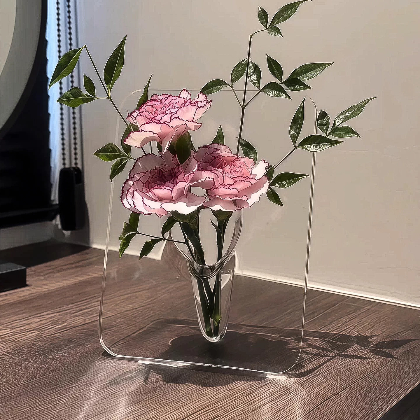 相框花瓶亚克力轻奢高级感花瓶摆件客厅插花透明水养插花鲜花高级