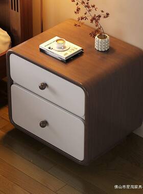 实木床头柜边子中古风小家用卧室025轻奢感收CSI型纳储物2柜