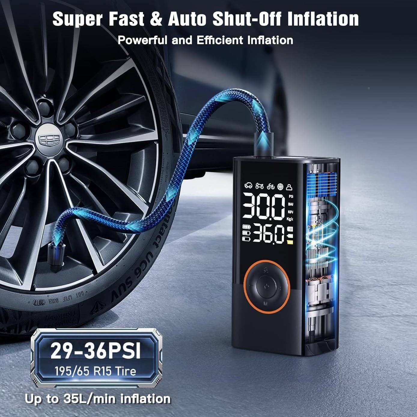 热销无线车载充气泵行电携961动智能便式越汽车自野车轮胎打气泵