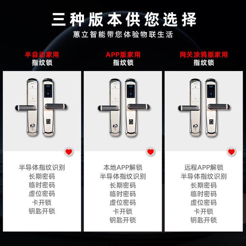 F半自动智能门锁级锁芯指纹锁电锁家用门锁防子HFJ盗门锁NC密C码