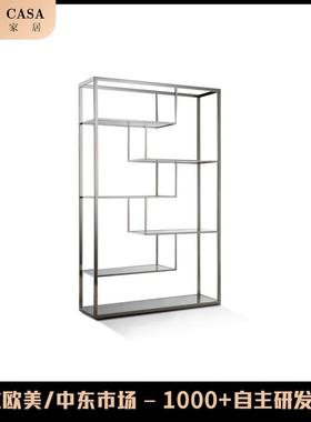 店简约不锈钢酒落地陈列架玻璃服装置物架轻奢柜透明示展EHR柜收