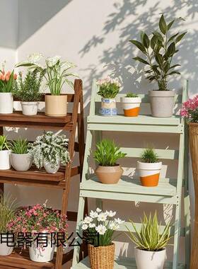 实木阳台花TOB架子肉置物落地式可折叠移户庭院花外园多花动盆植