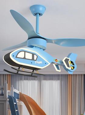 儿童房灯飞20073灯男孩机创意个性卧风室扇吊灯卡一体家用通房间