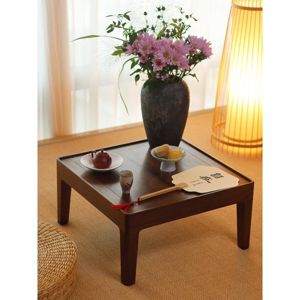 新式室飘窗小桌子炕榻榻米几实木家用小矮桌椅组合FS756790茶小茶