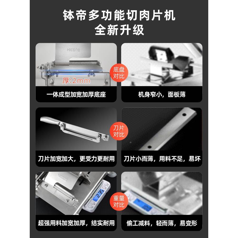 片现货切肉机家用功羊肉116-1卷肥牛切片机04不锈钢摆摊多能切刨3
