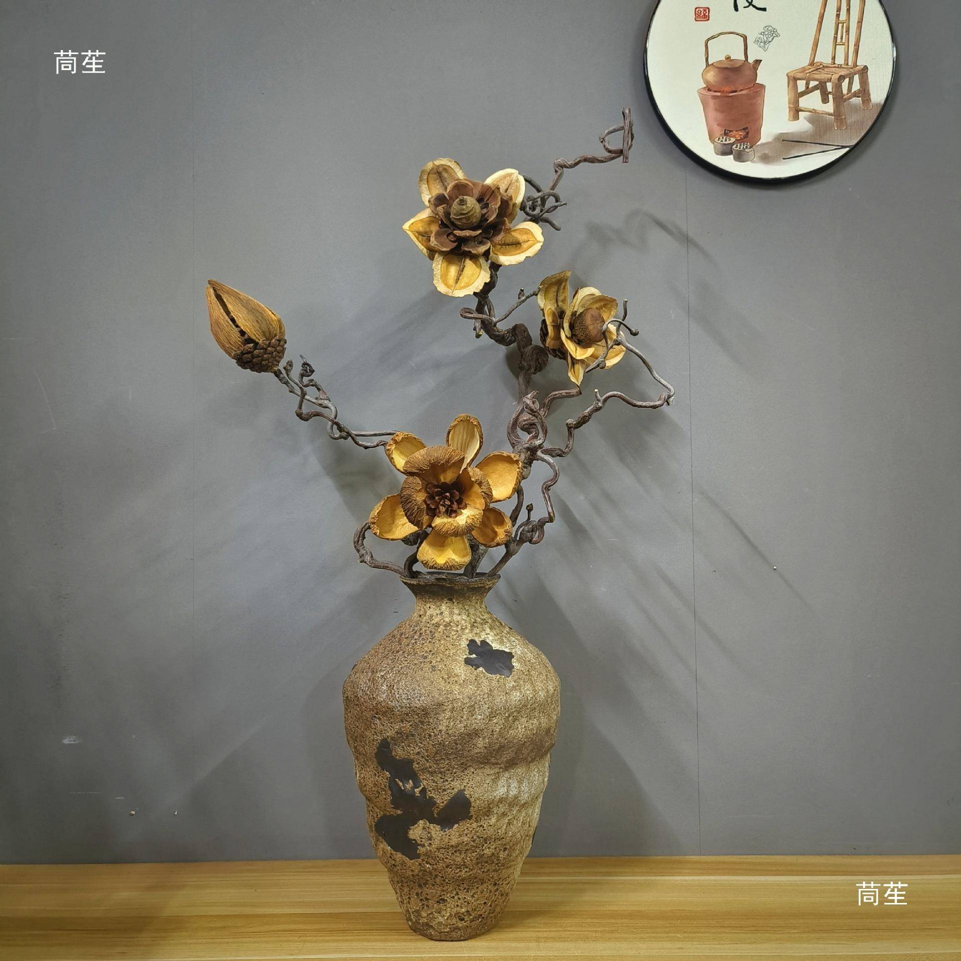 新中t$*&u+u+龙枣艺术造景干花式真客花插枝花民宿厅感家居装饰
