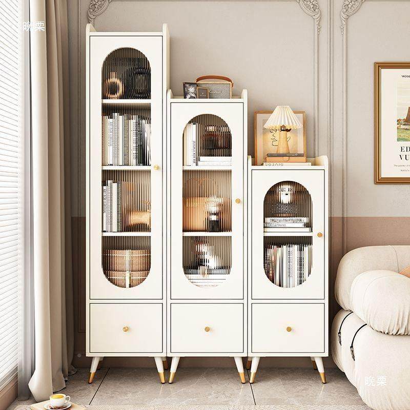 式法客奶油风书GKY柜厅带门玻型璃展示柜电视柜旁置物柜小边柜