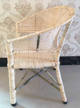 老式藤椅然藤椅竹椅子年靠背AYT椅手藤天椅休工闲椅凉椅老人圈椅