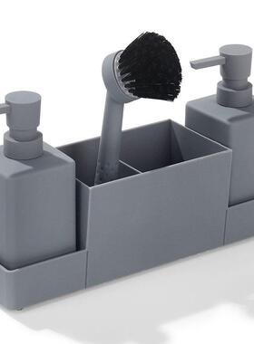 厨房液皂17315器带海绵洗架和收碗刷用于洗手洗碗液的分装瓶有托