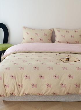 色加厚三磨件毛33874四套简约床单被套宿舍单人织床件套