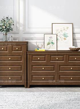 美式实木斗柜边现代简餐置物柜子乡村约65528橱田园复古客餐厅收