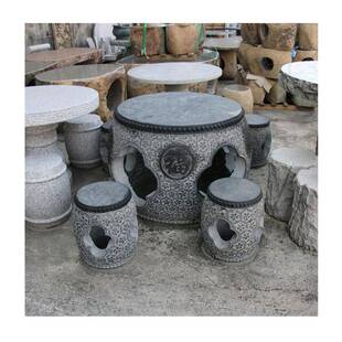 户外园花岗岩景观桌椅三件套|防腐耐高温公庭院石制STY20241休闲