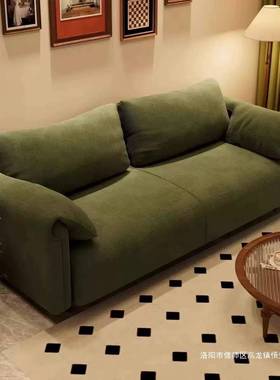 小户民宿出租房PSY沙型发客厅双三人大中古风耳朵直象排懒人布艺