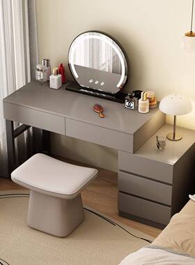 式梳妆台桌现代简约家用卧室轻意奢化妆桌收柜szt00780斗柜一体书