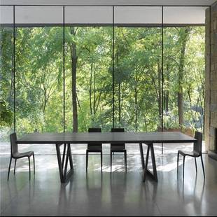 L诧寂实木风长方形LTH办公会桌工议作室黑色OFT工作台单人电脑写