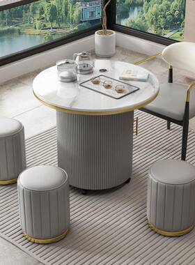 轻奢移板动小合HVZ茶台阳台茶桌椅组岩茶桌茶烧水壶一体茶水柜家