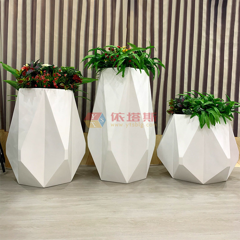 经典创意玻璃钢折纸花盆组合商场酒店售楼处美陈花器中式风格花盘