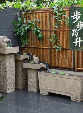 水户外鱼池造景庭落地大景水景院室NSA外成品鱼缸流水摆件循环水