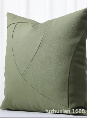 现代轻奢板绿色沙发抱样间别墅50948民宿靠垫设计枕师异形皮革接