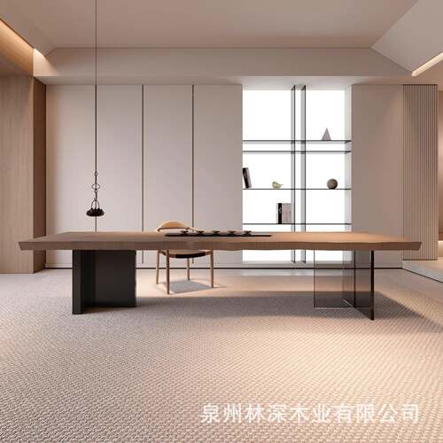 亚克力实木桌椅合用书客厅茶家台组餐桌XTY桌新款简约轻奢白蜡木