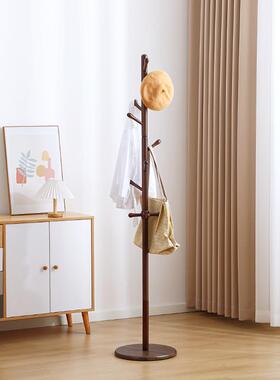 旋转衣实木红衣帽架落地卧室单挂衣架家网用客厅杆立式衣服架RNQ