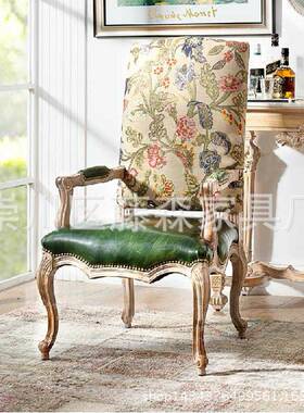 木美式餐椅仿古做旧实木餐椅餐法式做旧实木椅档家TS-76565具高实