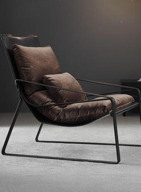 单人沙发椅意式极简椅客羽厅躺阳台卧室家用老虎VPF椅休千鸟格绒