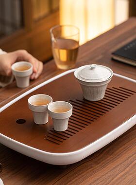 新款茶式茶家用中复古胡桃木茶UTQ台海茶托盘盘茶具收纳盘茶具托