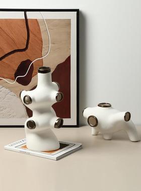 现代简约抽象异管形分陶瓷摆45475件样板间客厅酒轻创奢柜家居意