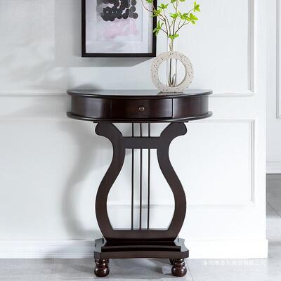 美式实木玄关桌靠入户玄关柜桌50660新款简约半圆桌玄关桌客厅小