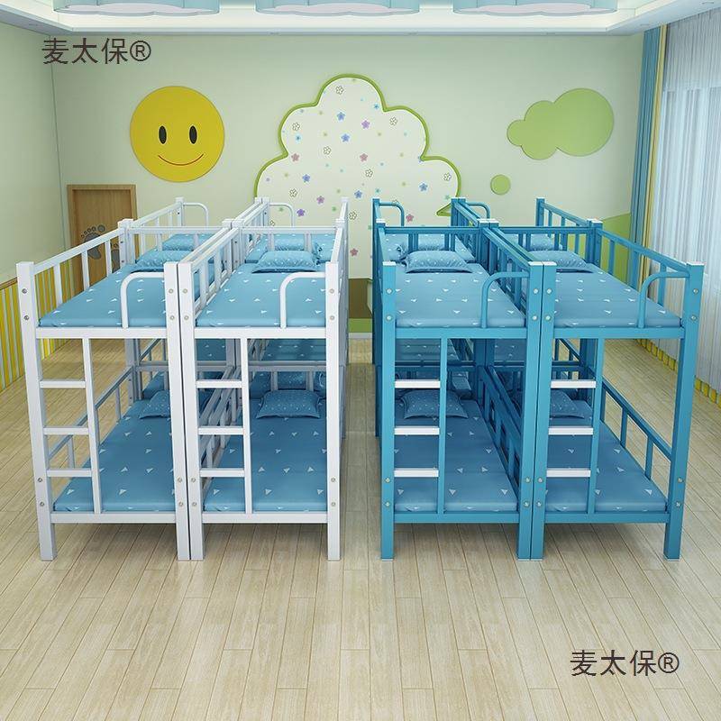 学午托床双层床辅导小生上太下594午幼儿园铁架班儿童睡床小餐桌