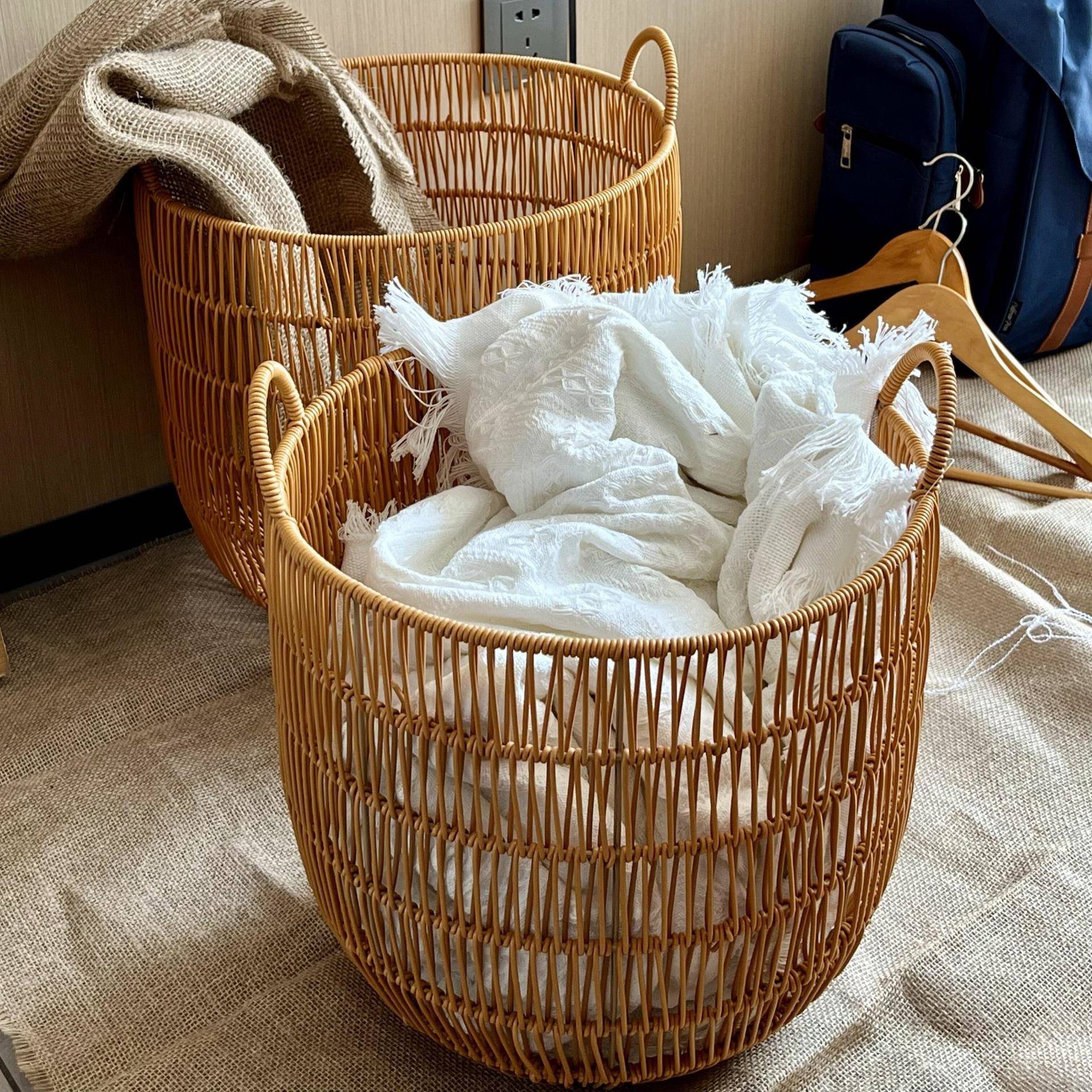 家用衣服仿纳筐整理深圳无品牌/篓藤编收纳桶脏衣篮业恒高实浴收