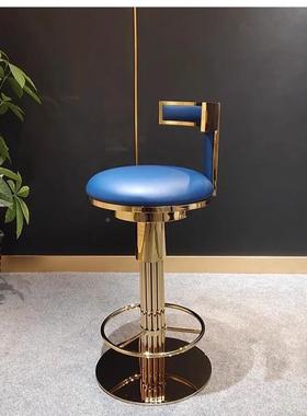 升意式轻奢不锈钢高脚金色网XGS红台椅KTV靠吧背椅降旋转金属创意