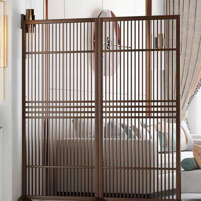 新中式风断墙客厅入34214户玄关格栅现代简约进卧室屏遮挡装隔饰