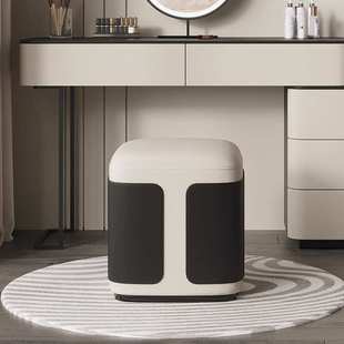 意式轻奢梳妆凳现代简约化妆凳网红小户型客厅卧室正方形黑白凳子