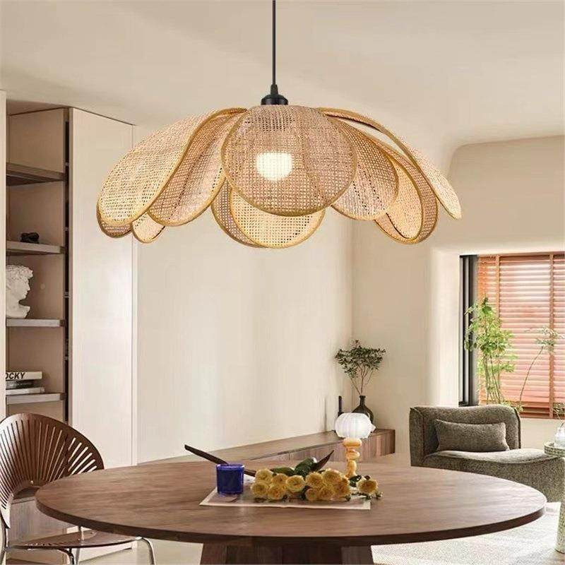 餐厅吊灯649日房式编织吊民宿卧室间客厅灯藤编花瓣创意个性原木,家装灯饰光源,智能吊灯,淘宝优惠券,粉丝福利购,淘宝优惠卷