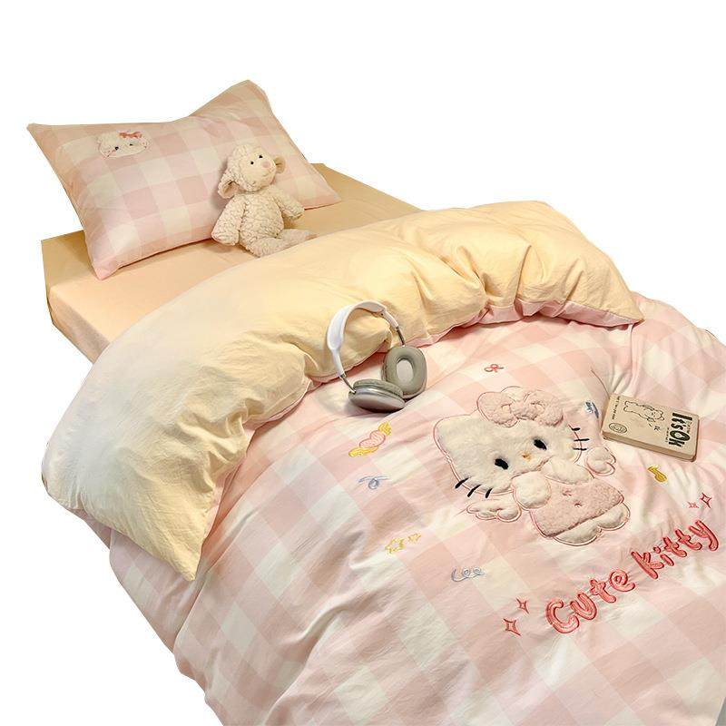 可爱卡通学生宿舍床上三套单女生室人20250730被套件被子床垫寝枕,床上用品,床品套件/四件套/多件套,淘宝优惠券,粉丝福利购,淘宝优惠卷