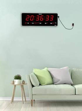 厅万年电子钟3513办客公大屏幕挂墙时3513C钟LED静音插电夜光计时