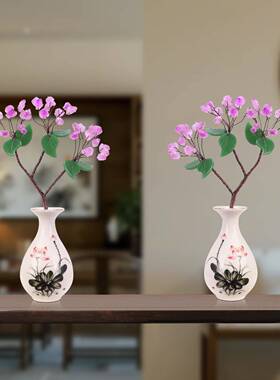 天紫晶发260财树客厅家居玄品关电然视水柜酒柜装饰博古架精致玉