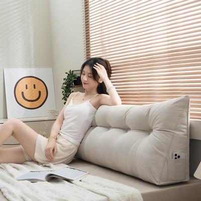 四沙季新款棉麻床靠头靠大靠垫背榻榻米床头板软包发拉尔护腰垫三