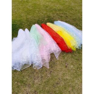 走薄纱仙气垂纱古风舞蹈跃伞具带纱跳舞秀F9755997伞儿童道伞鱼龙