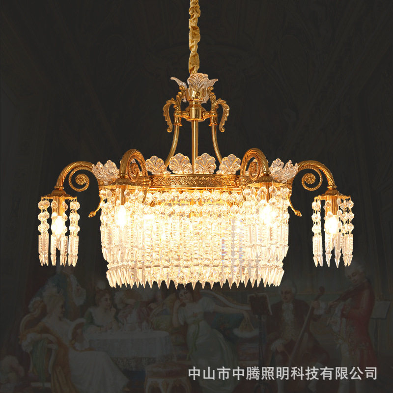 法式全铜水晶吊灯客厅餐厅楼