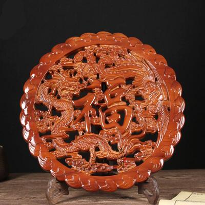 木挂件30公圆分客厅家居挂件桃木桃艺FXH品墙上挂饰木雕福工字挂